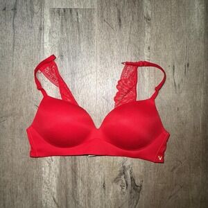 Victoria's Secret red lace balconette bra Size 32B